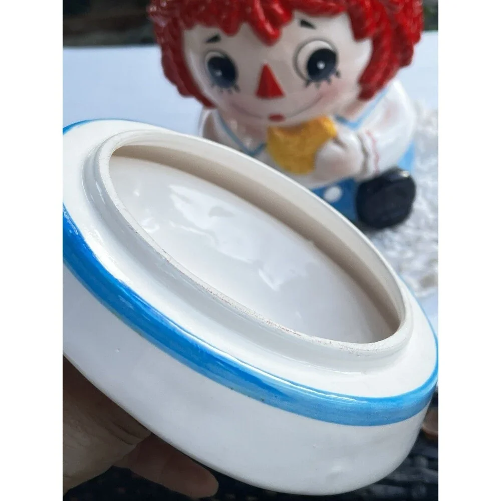 🤩Vintage Raggedy Ann Cookie Jar wearing Raggedy Andy Hat Napcoware Import Japan